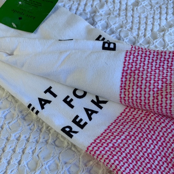 Kate Spade White Pink Kitchen  Towels Eat Cake For Breakfast - Picture 13 of 16
